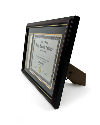 Diploma Frame with Tassel Holder in Real Wood Glossy Cherry with Gold Trim, Fits 8.5 x 11 Certificate