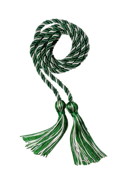 Emerald Green and White Two Colour Graduation Honor Cord