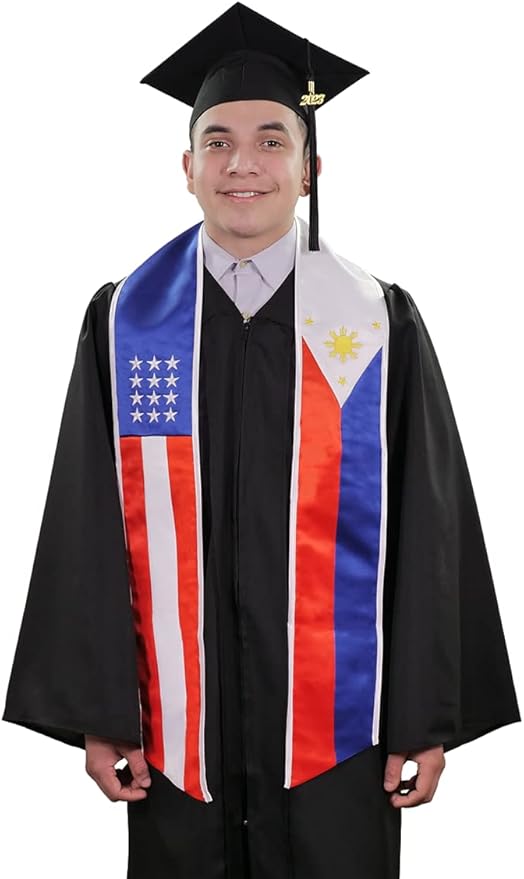 Mixed USA & Philippines Graduation Stole - Mixed USA & Philippines Flag Sash