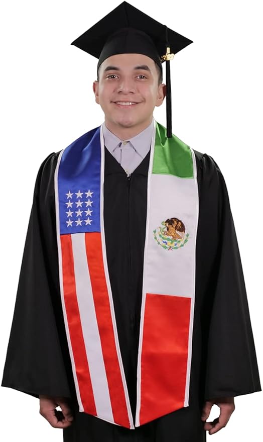 Mixed USA & Mexico Graduation Stole - Mixed USA & Mexico Flag Sash