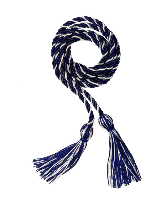 Navy Blue and White Two Colour Graduation Honor Cord