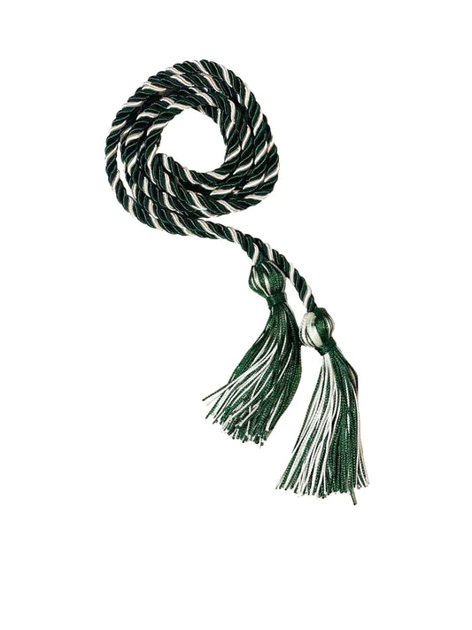 Hunter Green and White Two Colour Graduation Honor Cord