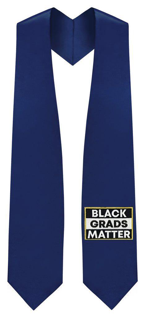 Navy BLACK GRADS MATTER Graduation Stole - Canadian Gowns