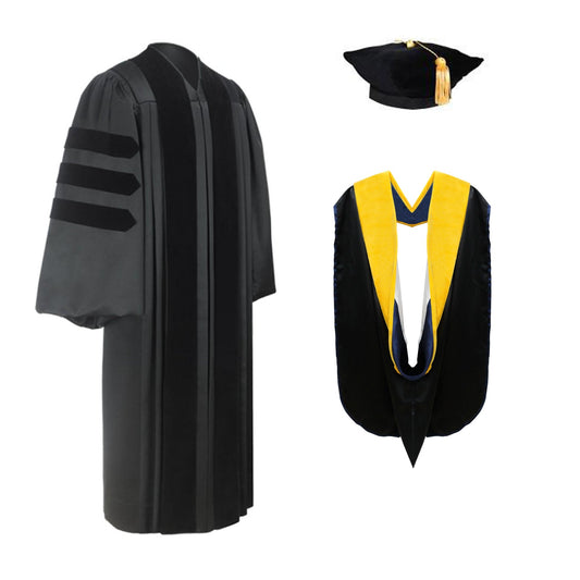 Deluxe Doctoral Graduation Tam, Gown & Hood Package - Canadian Gowns