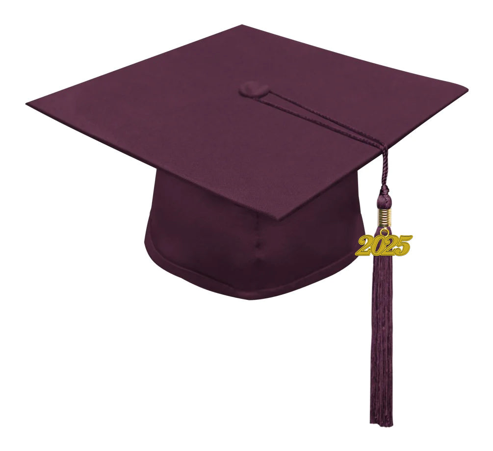 Matte Maroon Middle School Cap, Gown & Tassel