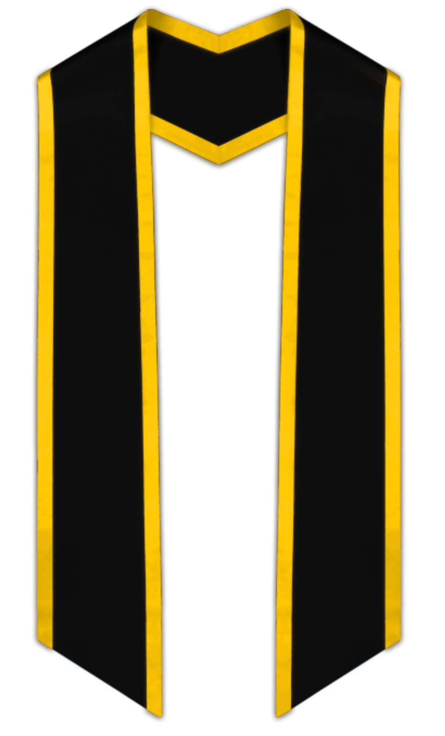 Black Slanted Graduation Stole with Gold Trim