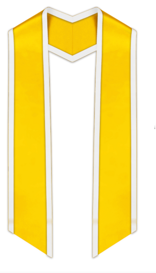 Gold Slanted Graduation Stole with White Trim