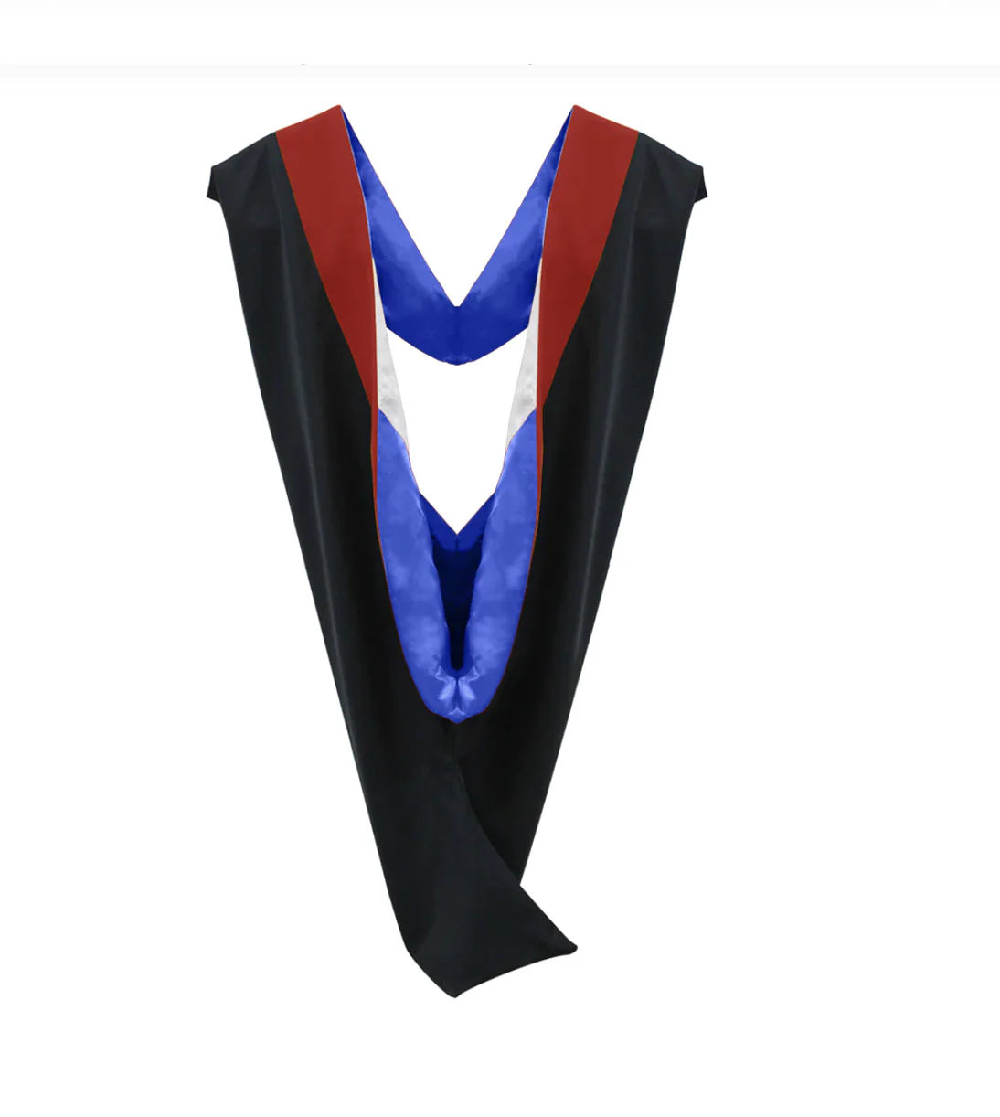 Deluxe Bachelors/Master Hood - Scarlet Velvet, Royal Blue & White