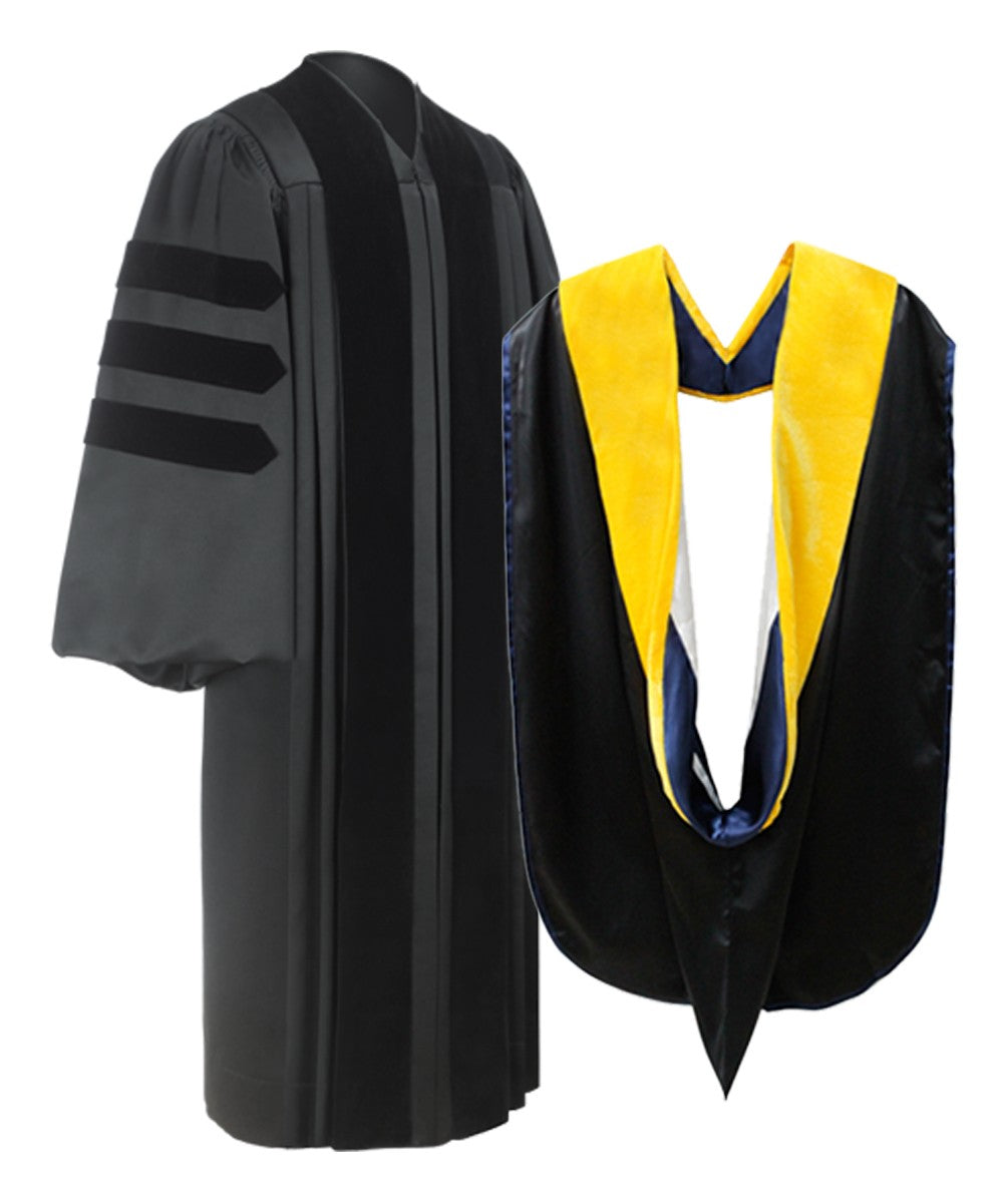 Deluxe Doctoral Graduation Gown & Hood Package - Canadian Gowns