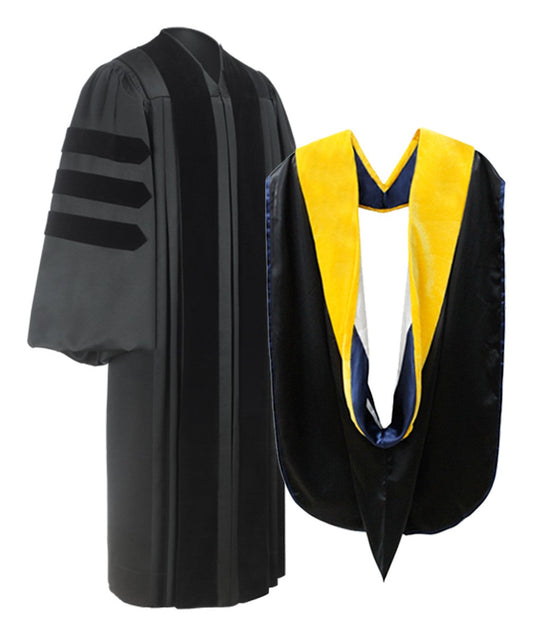 Deluxe Doctoral Graduation Gown & Hood Package - Canadian Gowns