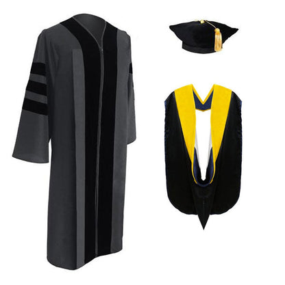 Classic Doctoral Graduation Tam, Gown & Hood Package - Canadian Gowns