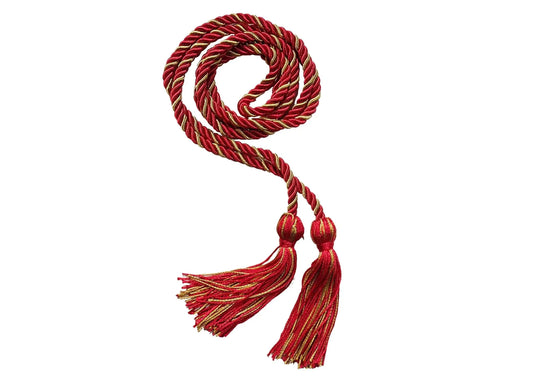 Red and Antique Gold Two Colour Graduation Honor Cord