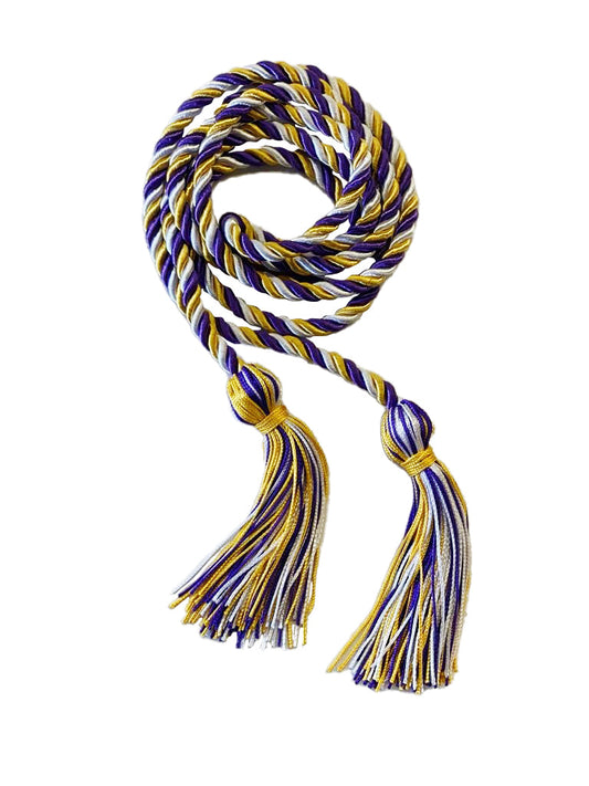 Gold, Purple and White Three Colour Graduation Honor Cord