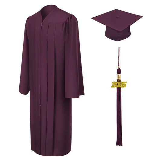 Matte Maroon Middle School Cap, Gown & Tassel