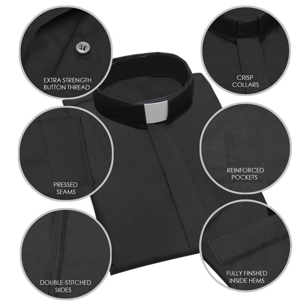 Black Long Sleeve Clergy Shirt - Canadian Gowns