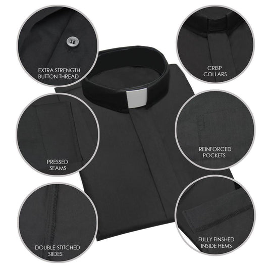 Black Short Sleeve Clergy Shirt - Canadian Gowns